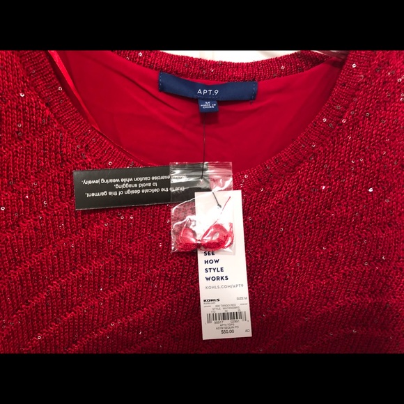 Red fancy sequin knotwith chiffon underlay MED - Picture 4 of 7